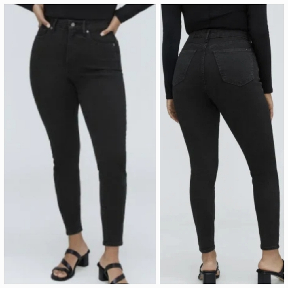EVERLANE The Curvy High Rise Skinny Crop In Faded Black